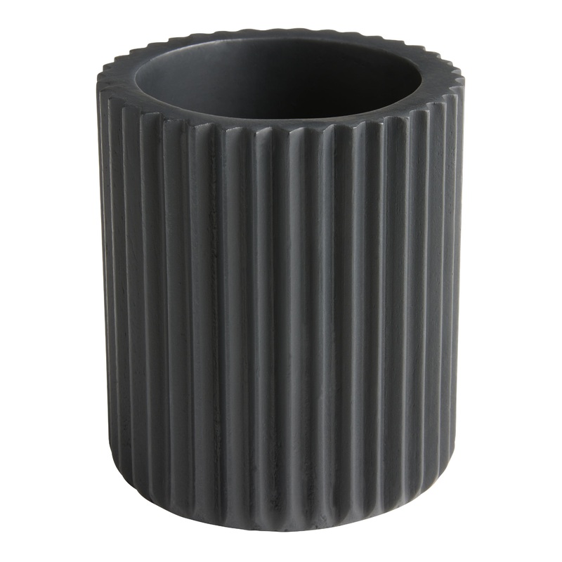 Blane Black Wood Fluted Pencil Cup