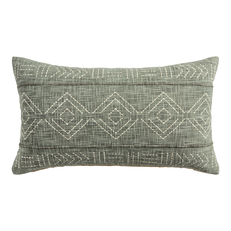 Dark Green Geo Printed Lumbar Pillow