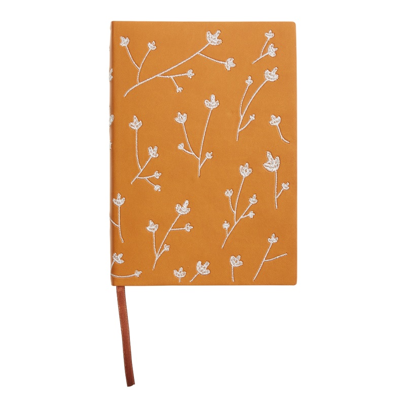 Denik Orange Embroidered Floral Samantha Journal