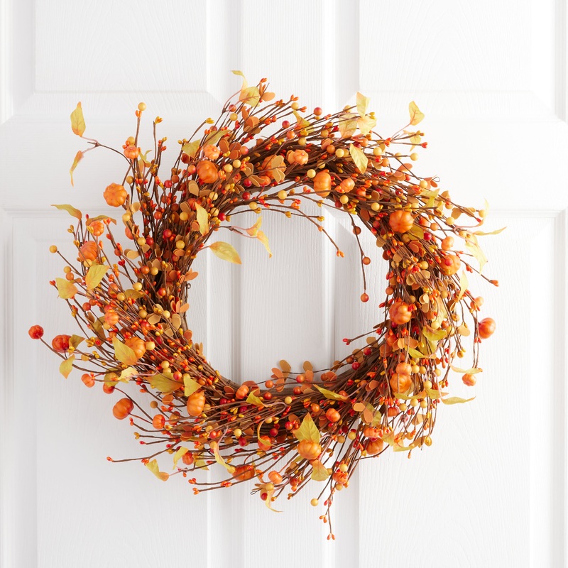 Faux Pumpkin And Berries Wreath