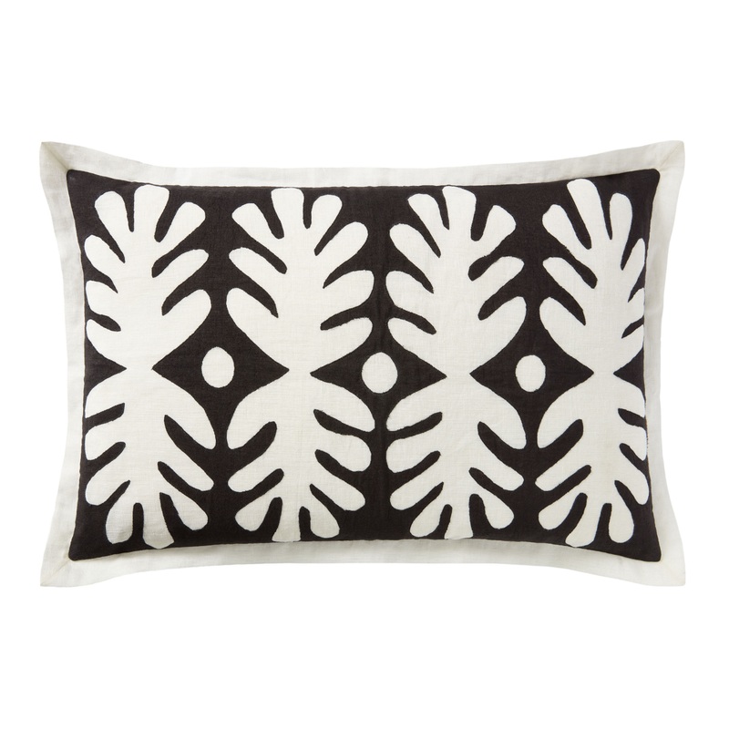 Justina Blakeney Marin Black and Ivory Leaf Lumbar Pillow