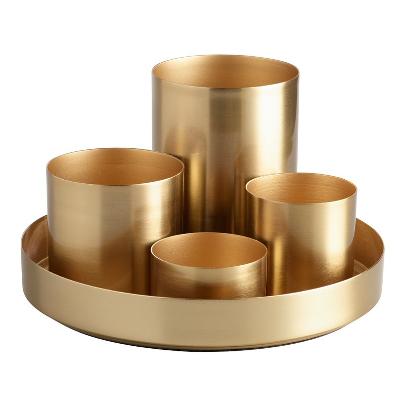 Kiara Gold 4 Cup Desk Organizer With Tray
