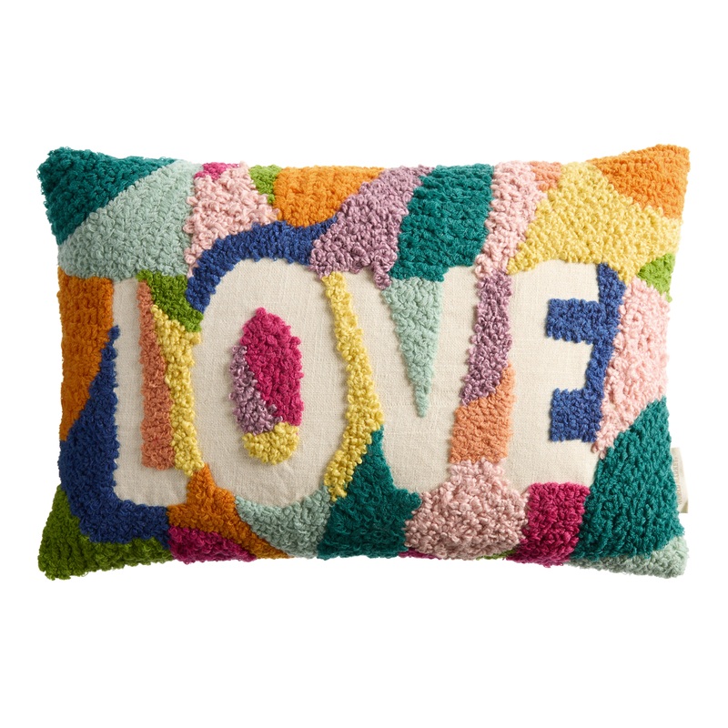 Multicolor Hooked Love Lumbar Pillow