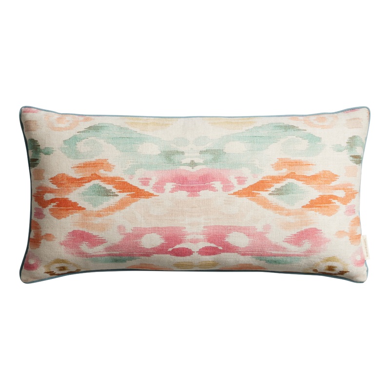 Multicolor Ikat Printed Lumbar Pillow