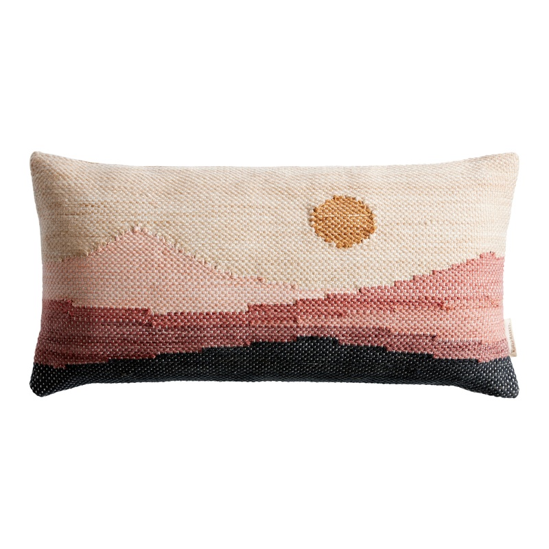 Multicolor Woven Sunscape Indoor Outdoor Lumbar Pillow