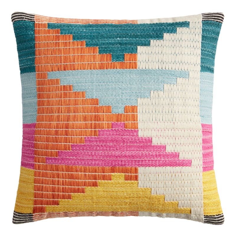Multicolor Woven Triangles Indoor Outdoor Throw Pillow