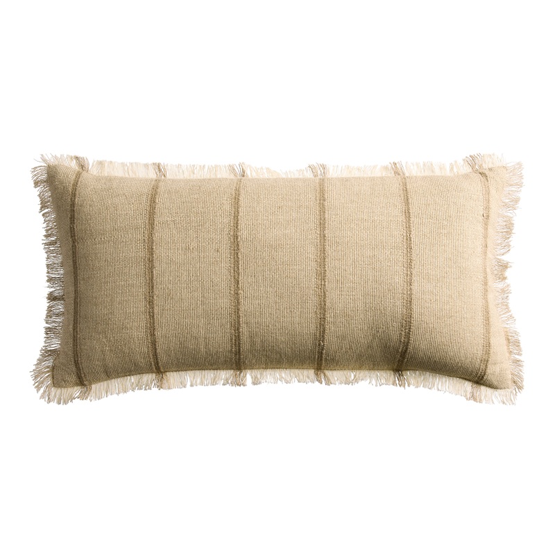 Oatmeal Linen Blend Stripe Lumbar Pillow