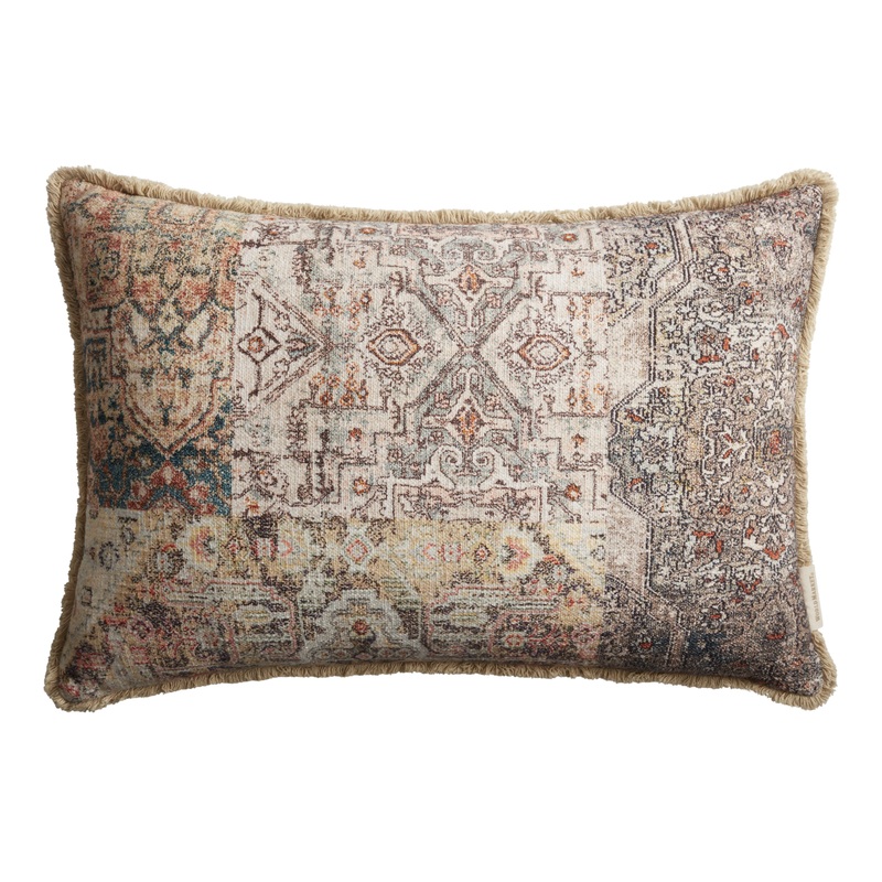 Oversized Pink Multicolor Carpet Print Lumbar Pillow