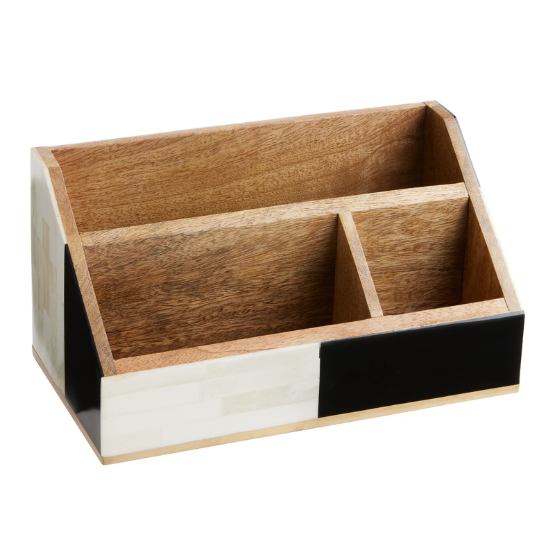 Sadie Black And White Bone Inlay Desk Organizer
