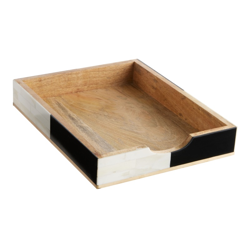 Sadie Black And White Bone Inlay Paper Tray