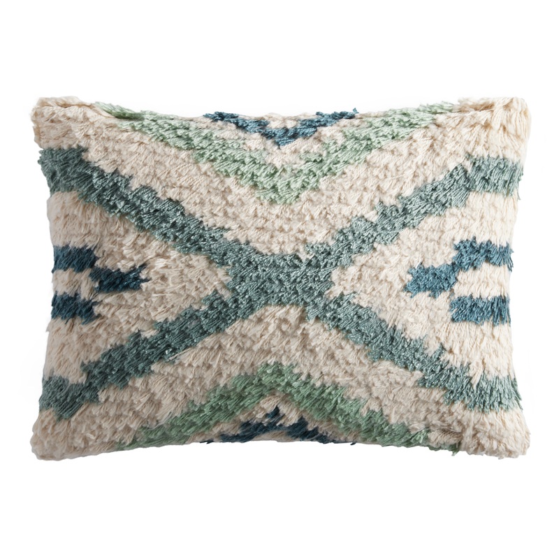 Sage And Ivory Moroccan Shag Indoor Outdoor Lumbar Pillow