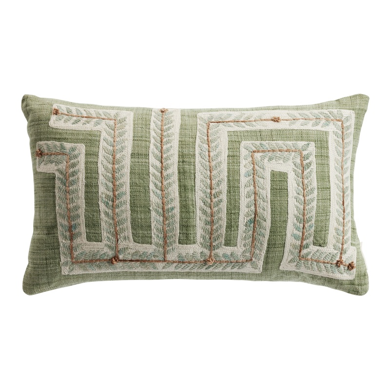 Sage Green Leaf Maze Indoor Outdoor Lumbar Pillow