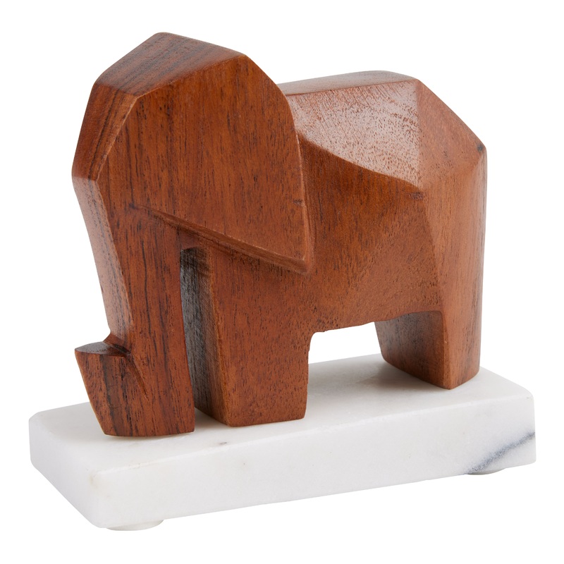 Wood and Marble Abstract Elephant Decor