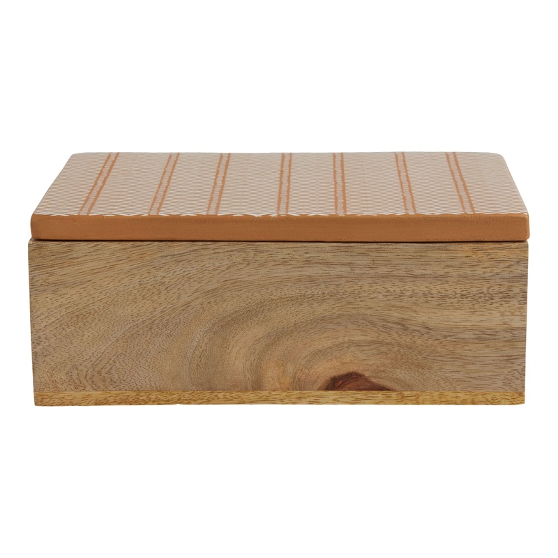 Wood Storage Box With Terracotta Lid