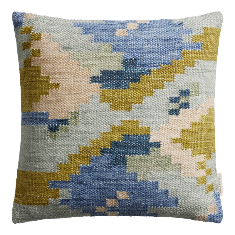 Blue Staggered Steps Indoor Outdoor Throw Pillow