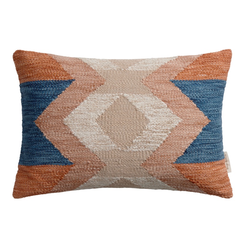 Coral And Blue Diamond Indoor Outdoor Lumbar Pillow