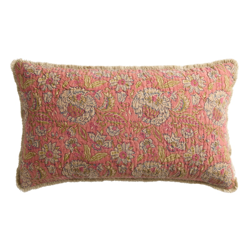 Floral Block Print Lumbar Pillow