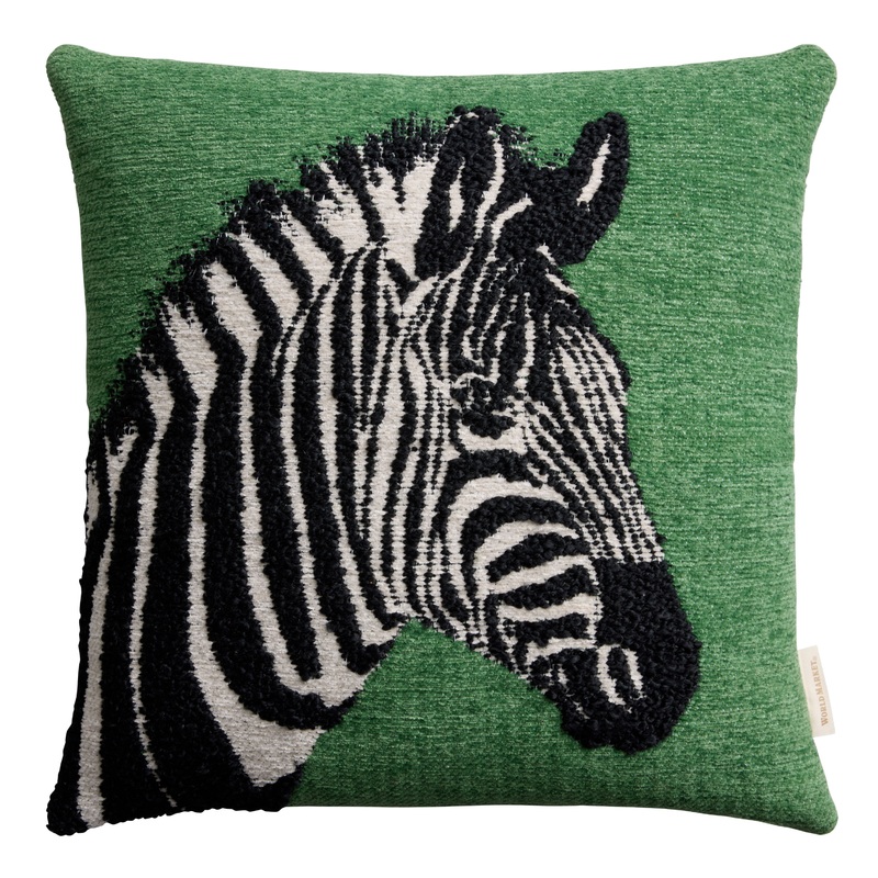 Green Woven Zebra Throw Pillow
