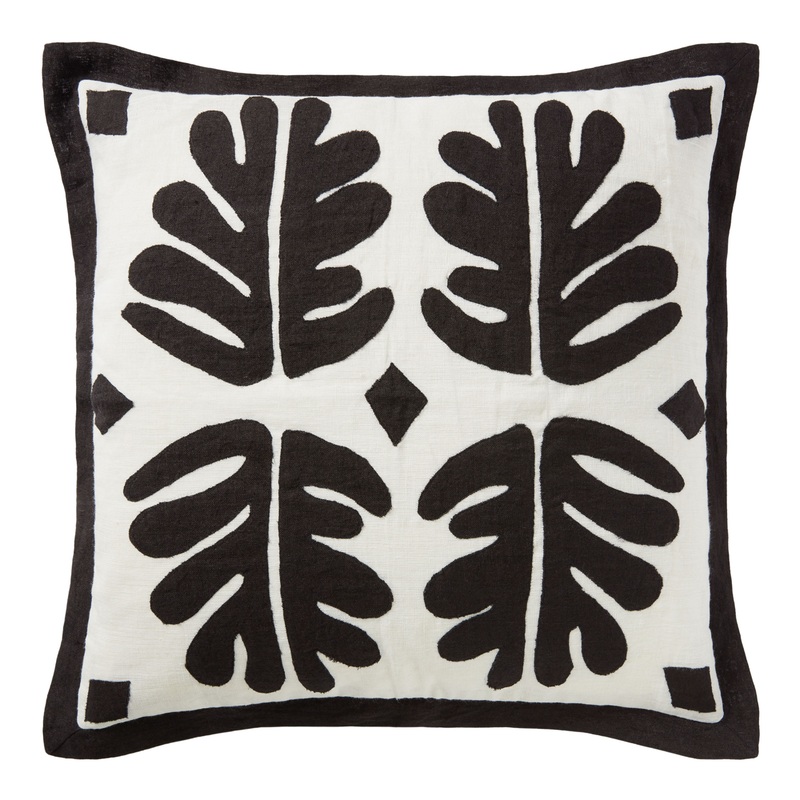 Justina Blakeney Paradiso Ivory and Black Leaf Throw Pillow