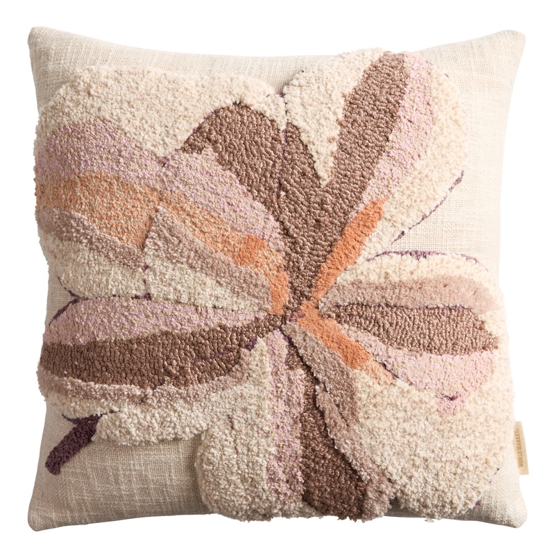 Lilac Tufted Floral Cotton Slub Throw Pillow
