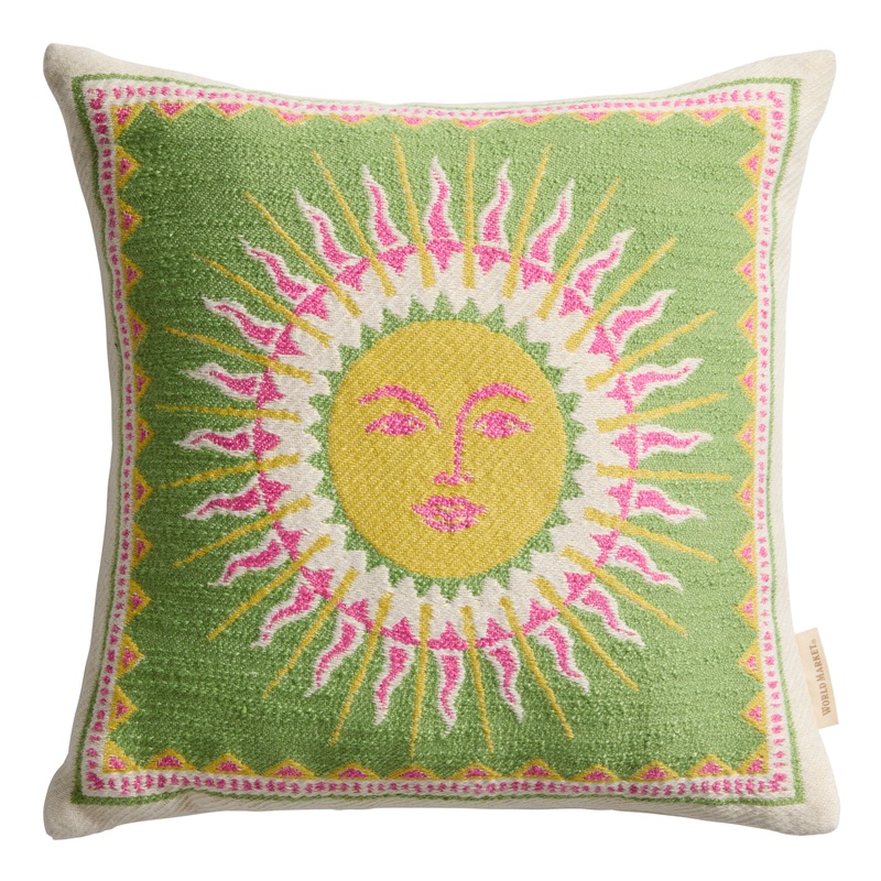 Lime Green and Yellow Tarot Sun Indoor Outdoor Throw Pillow