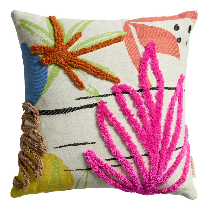 Multicolor Abstract Flower Tufted Indoor Outdoor Throw Pillow