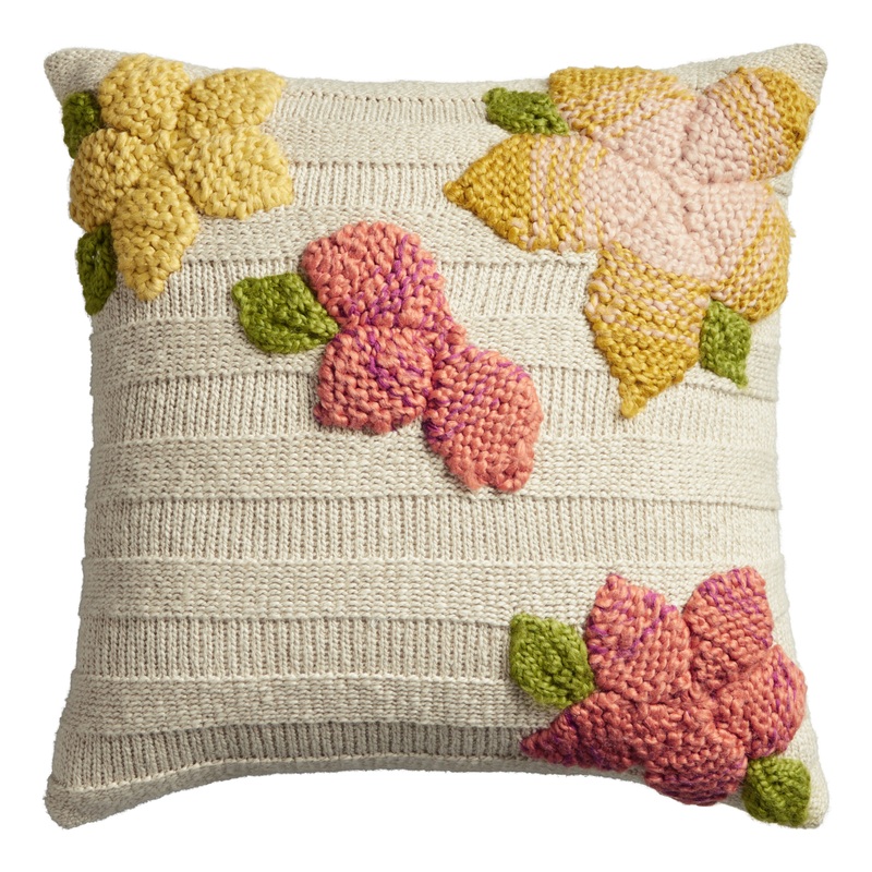 Multicolor Floral Applique Throw Pillow