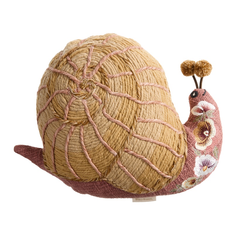 Multicolor Snail Shaped Embroidered Throw Pillow