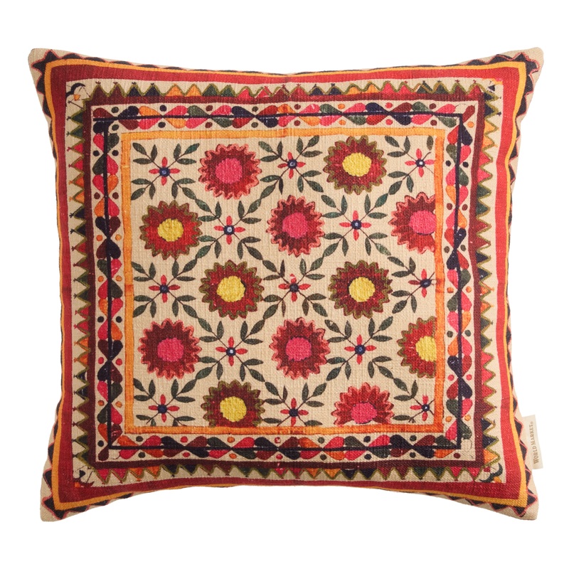 Multicolor Vintage Floral Throw Pillow