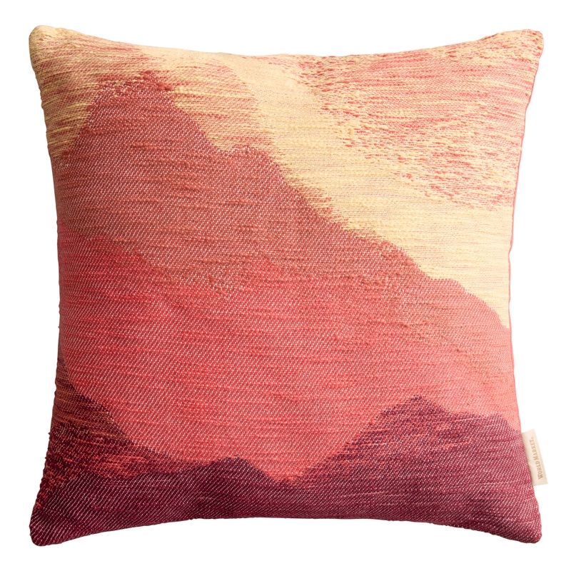 Orange Woven Abstract Mountainscape Throw Pillow