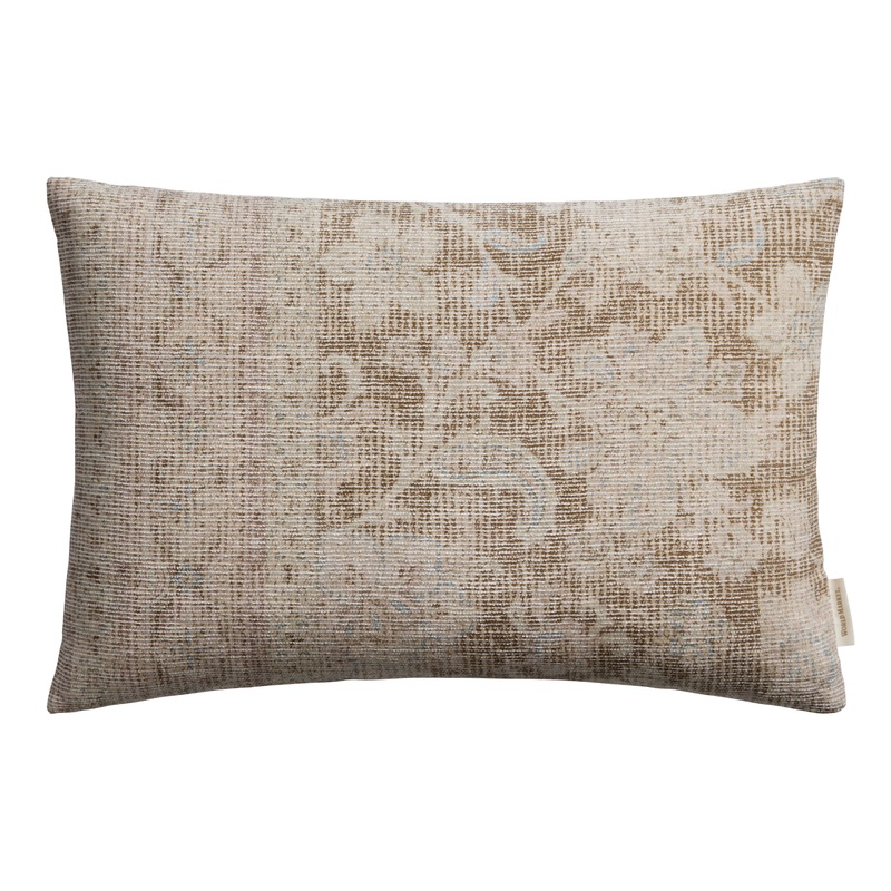 Oversized Taupe Distressed Rug Print Lumbar Pillow