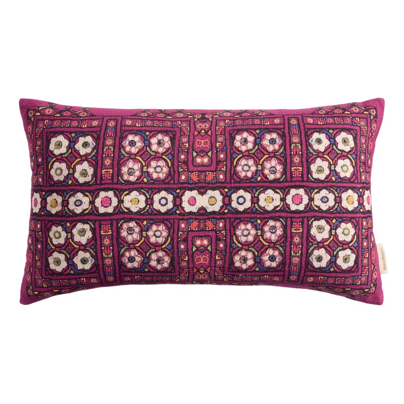 Plum Floral Tile Lumbar Pillow