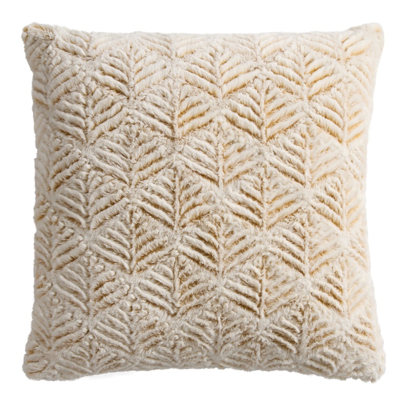 Plush Carved Leaf Throw Pillow