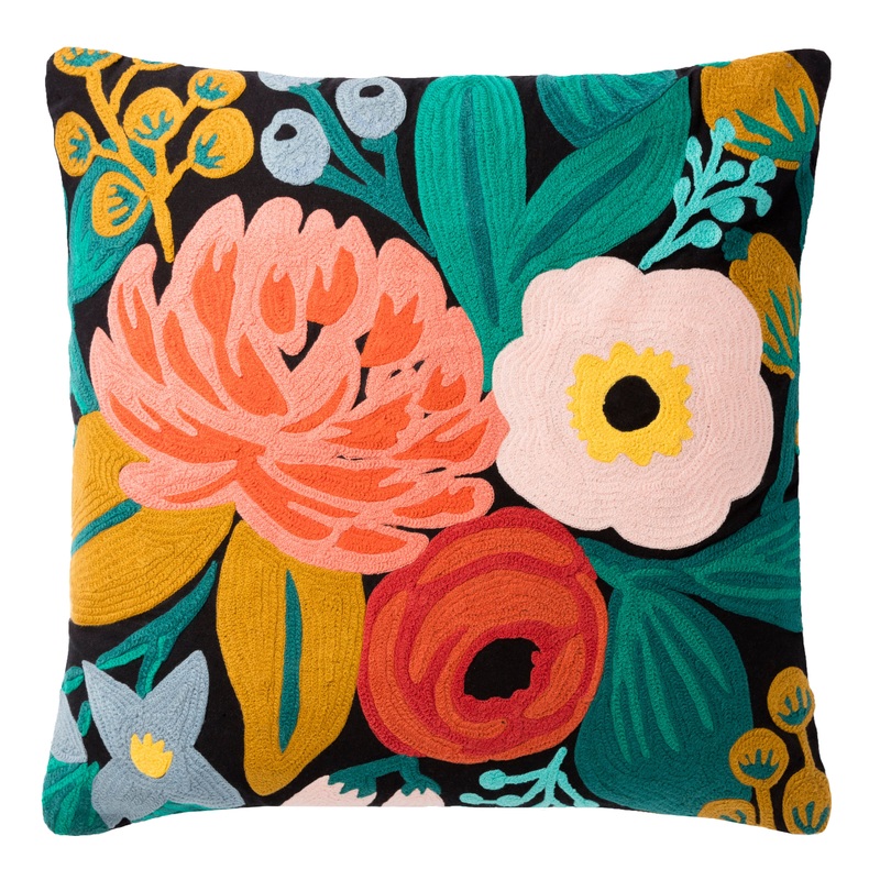 Rifle Paper Co. Black Bright Florals Throw Pillow