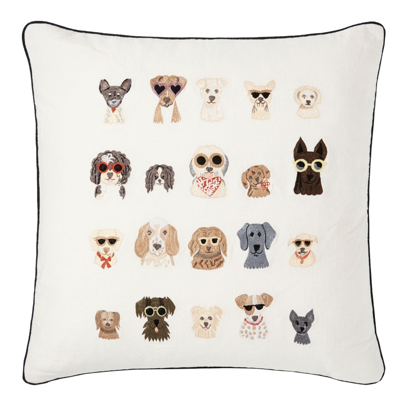 Rifle Paper Co. Cream Dogs Throw Pillow