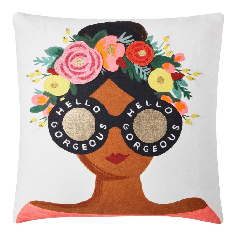 Rifle Paper Co. White Hello Gorgeous Throw Pillow