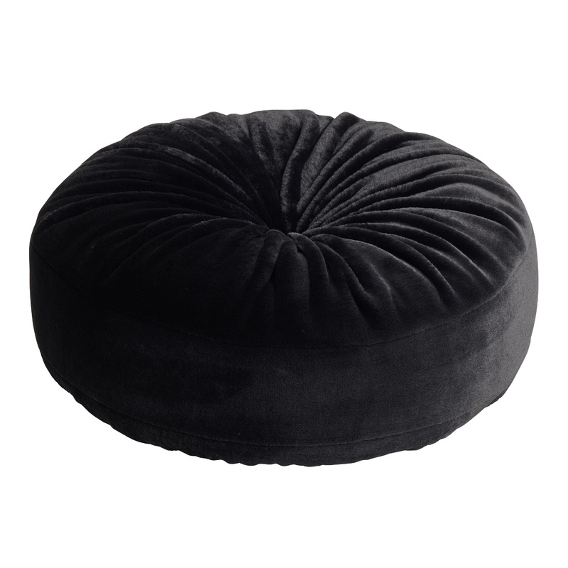 Round Fuzzy Plush Button Tufted Floor Cushion