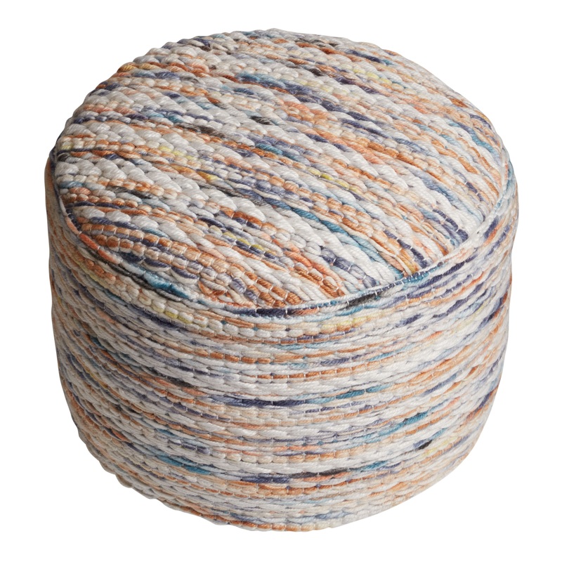 Round Multicolor Handwoven Indoor Outdoor Pouf