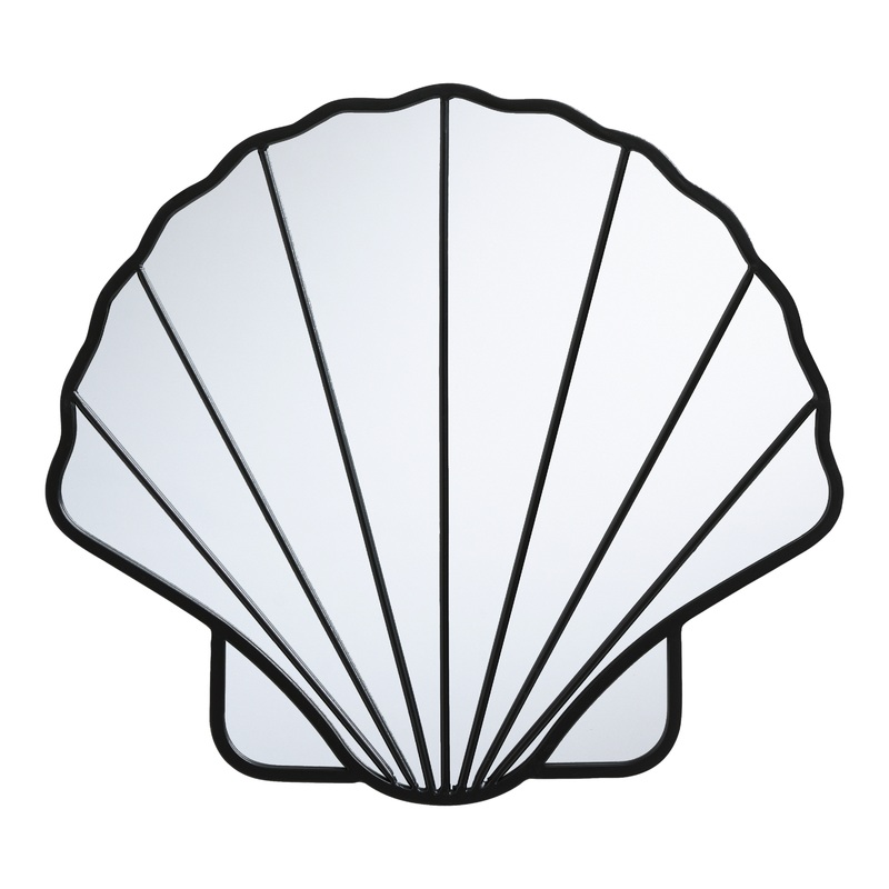 Black Iron Seashell Shaped Wall Mirror