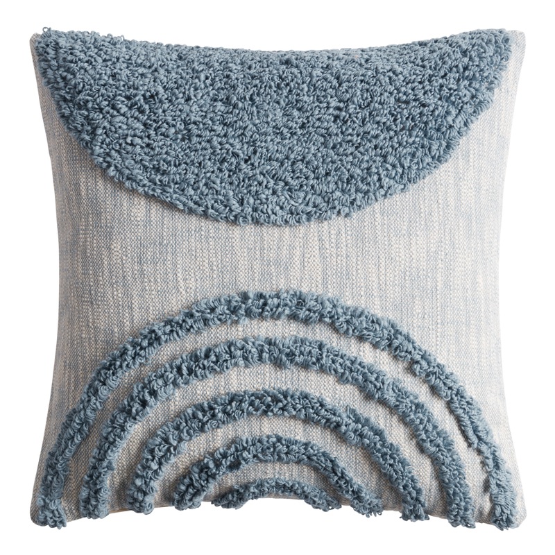 Blue and Ivory Semicircle Throw Pillow
