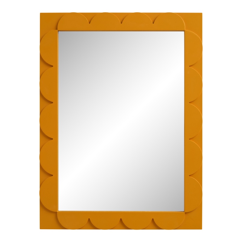 Bright Orange Dimensional Scalloped Wall Mirror