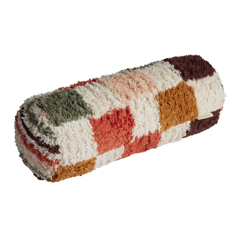 Cylindrical Multicolor Checkered Bolster Pillow