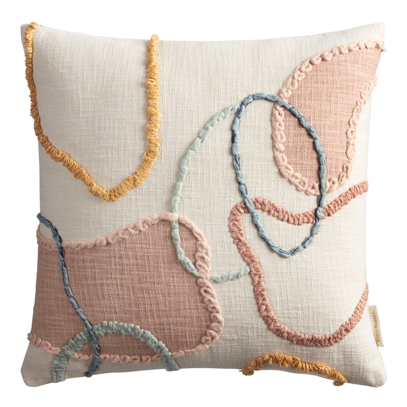 Embroidered Contoured Loop Throw Pillow