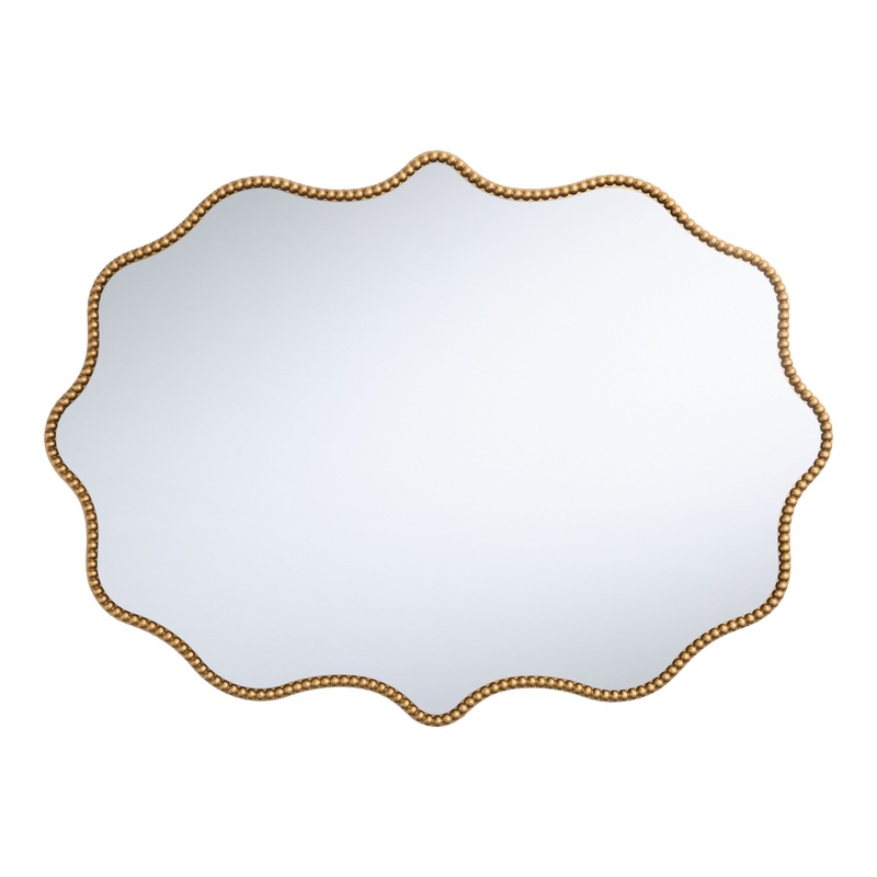 Gold Bead Wavy Scalloped Wall Mirror
