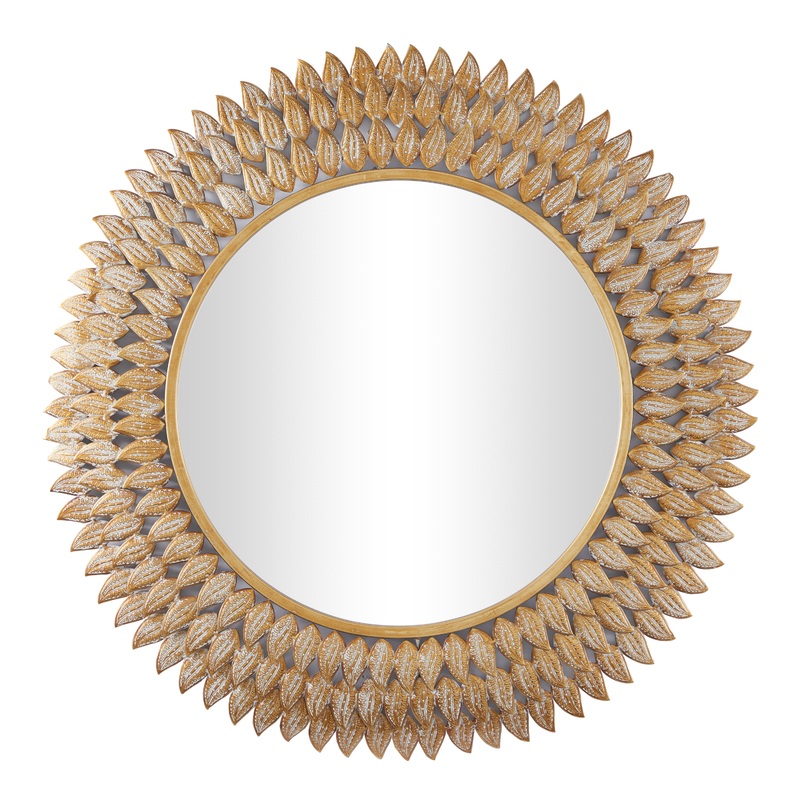 Gold Metal Layered Leaf Wall Mirror
