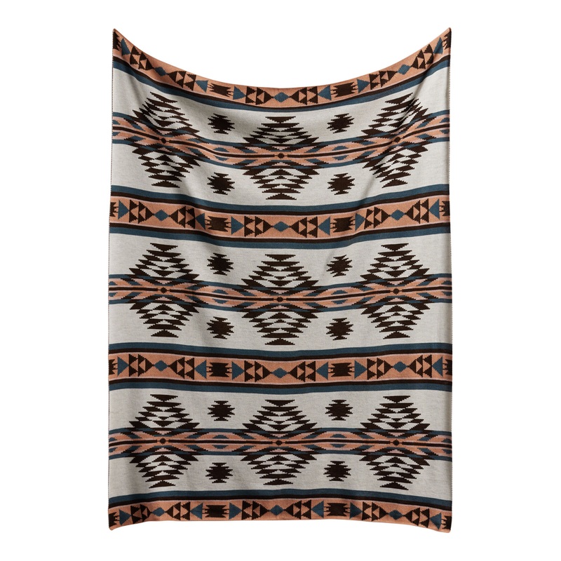 Ivory And Brown Diamond On The Go Throw Blanket