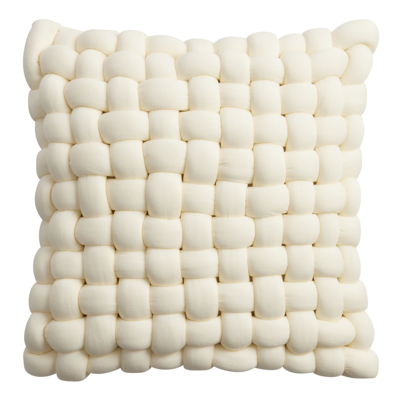Ivory Jersey Basketweave Throw Pillow