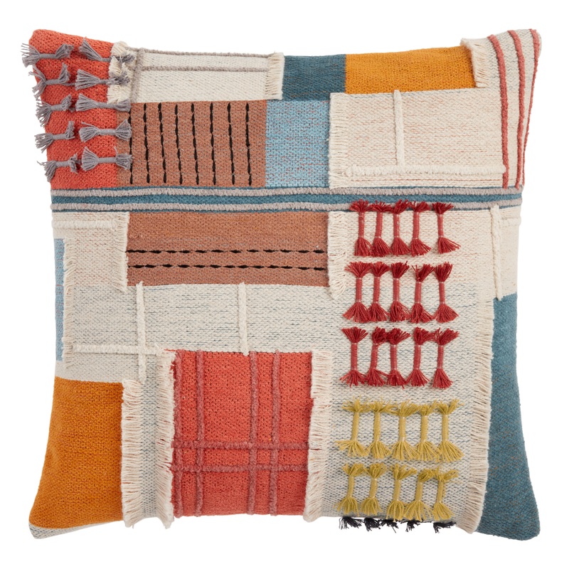 Ivory Multicolor Collage Throw Pillow