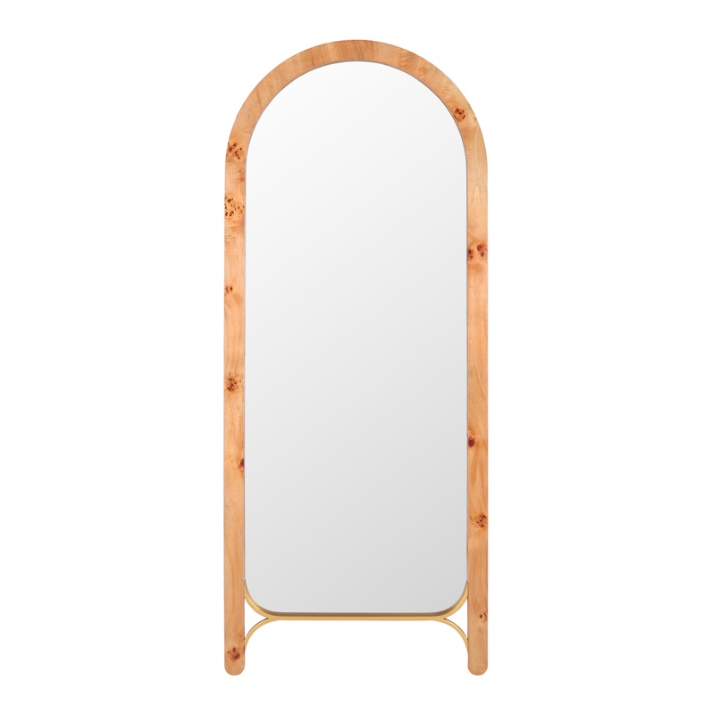 Kuo Burl Wood Arch Leaning Full Length Mirror