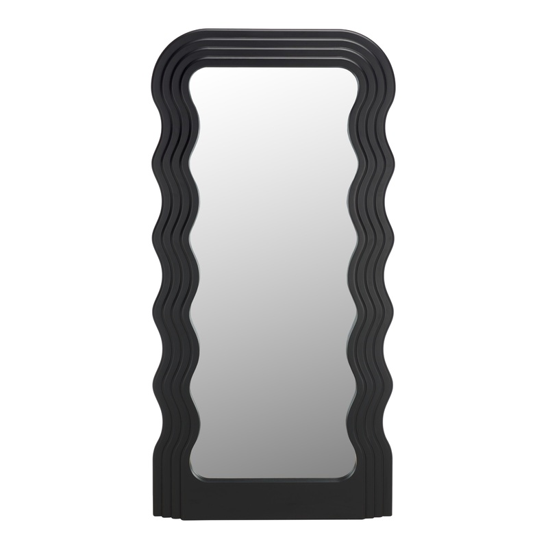 Mahya Black Wood Wavy Leaning Full Length Mirror